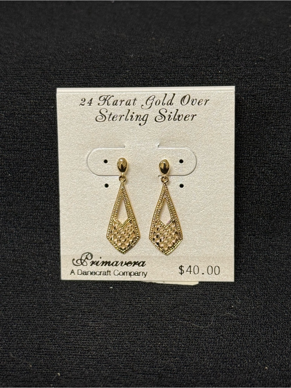 Primavera 24K Gold Over Sterling Silver Filigree Drop Earrings - Gold